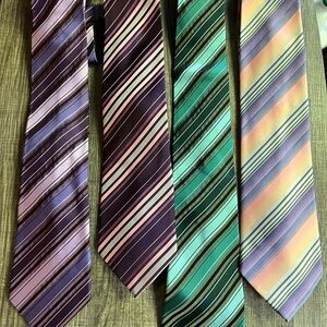 4 Mens Striped Neck Ties - 3 BCBG & 1 Kenneth Cole